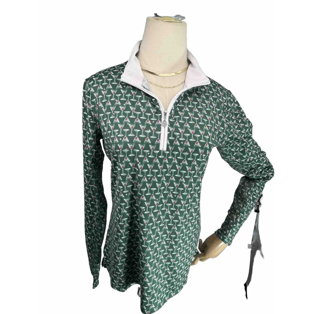 San Soleil Golf Top Womens Small Green Mock 1/4 Zip Martini 50+UV Cooling